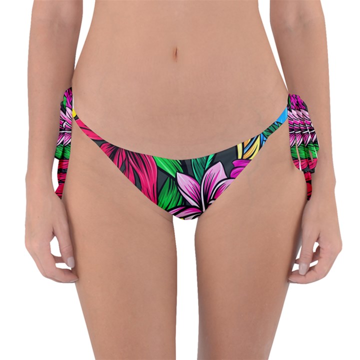 Hibiscus Flower Plant Tropical Reversible Bikini Bottom