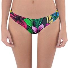 Hibiscus Flower Plant Tropical Reversible Hipster Bikini Bottoms by Pakrebo