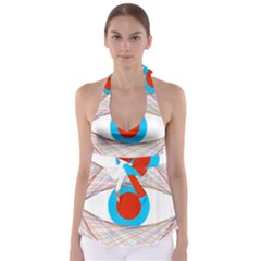 Line Art Geometric Design Line Babydoll Tankini Top by Pakrebo