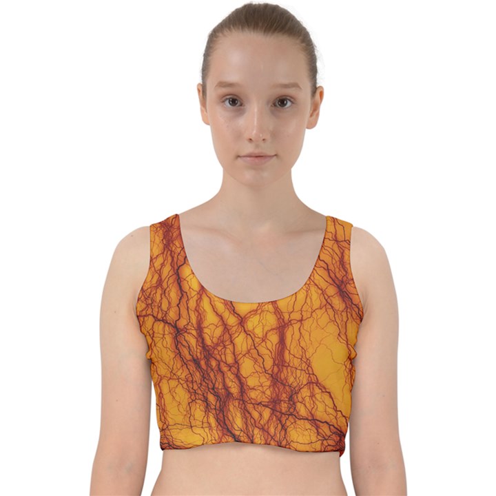 Lightning Internal Blood Vessel Velvet Racer Back Crop Top