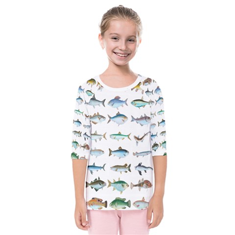 Ml 6-6 Fish Kids  Quarter Sleeve Raglan Tee by ArtworkByPatrick