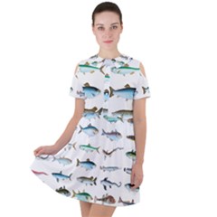 Ml 6-6 Fish Short Sleeve Shoulder Cut Out Dress 