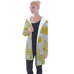 Abstract Background Hexagons Longline Hooded Cardigan