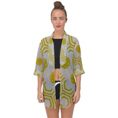 Abstract Background Hexagons Open Front Chiffon Kimono by Pakrebo