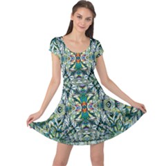 Pattern Design Pattern Geometry Cap Sleeve Dress by Pakrebo