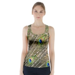 Green Peacock Feathers Color Plumage Racer Back Sports Top by Pakrebo