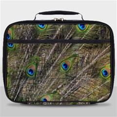 Green Peacock Feathers Color Plumage Full Print Lunch Bag by Pakrebo