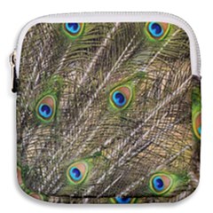 Green Peacock Feathers Color Plumage Mini Square Pouch