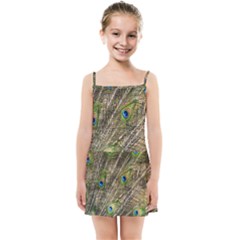 Green Peacock Feathers Color Plumage Kids  Summer Sun Dress