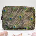 Green Peacock Feathers Color Plumage Make Up Pouch (Medium) View1