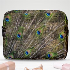 Green Peacock Feathers Color Plumage Make Up Pouch (large) by Pakrebo