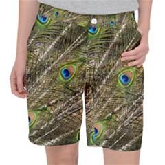 Green Peacock Feathers Color Plumage Pocket Shorts