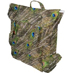 Green Peacock Feathers Color Plumage Buckle Up Backpack by Pakrebo