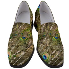 Green Peacock Feathers Color Plumage Women s Chunky Heel Loafers