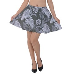 Curtain Ornament Flowers Leaf Velvet Skater Skirt