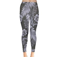 Curtain Ornament Flowers Leaf Inside Out Leggings by Pakrebo