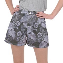 Curtain Ornament Flowers Leaf Stretch Ripstop Shorts