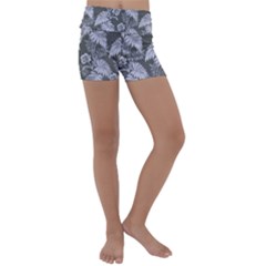 Curtain Ornament Flowers Leaf Kids  Lightweight Velour Yoga Shorts