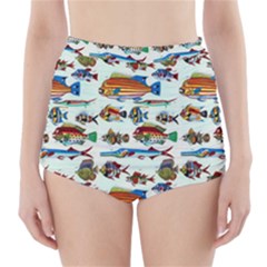 Ml 6-7 Fish High-waisted Bikini Bottoms by ArtworkByPatrick