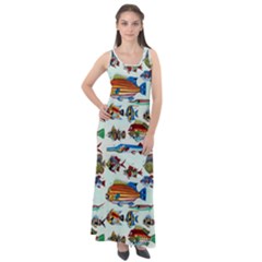 Ml 6-7 Fish Sleeveless Velour Maxi Dress