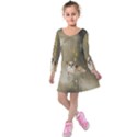 Cute Little Chihuahua With Hearts On The Moon Kids  Long Sleeve Velvet Dress View1