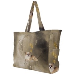 Cute Little Chihuahua With Hearts On The Moon Simple Shoulder Bag