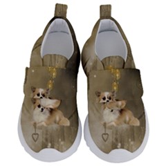 Cute Little Chihuahua With Hearts On The Moon Kids  Velcro No Lace Shoes by FantasyWorld7