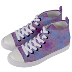 Violet Mandala Floral Pattern Women s Mid-top Canvas Sneakers by WensdaiAmbrose