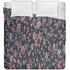 Polka Dotted Rosebuds Duvet Cover Double Side (king Size) by retrotoomoderndesigns