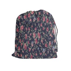 Polka Dotted Rosebuds Drawstring Pouch (xl)