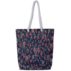 Polka Dotted Rosebuds Full Print Rope Handle Tote (small)