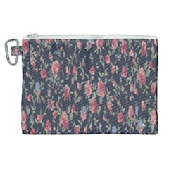 Polka Dotted Rosebuds Canvas Cosmetic Bag (xl) by retrotoomoderndesigns