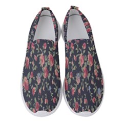 Polka Dotted Rosebuds Women s Slip On Sneakers