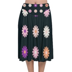 Daisy Deco Velvet Flared Midi Skirt by WensdaiAmbrose