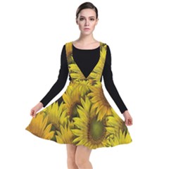 Surreal Sunflowers Plunge Pinafore Dress by retrotoomoderndesigns