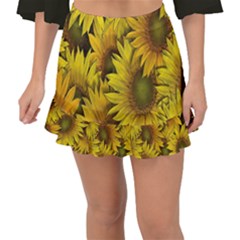 Surreal Sunflowers Fishtail Mini Chiffon Skirt by retrotoomoderndesigns