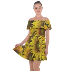 Surreal Sunflowers Off Shoulder Velour Dress