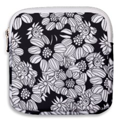 Black & White Floral Mini Square Pouch by WensdaiAmbrose