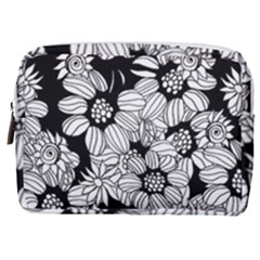 Black & White Floral Make Up Pouch (medium) by WensdaiAmbrose