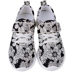 Black & White Floral Women s Velcro Strap Shoes