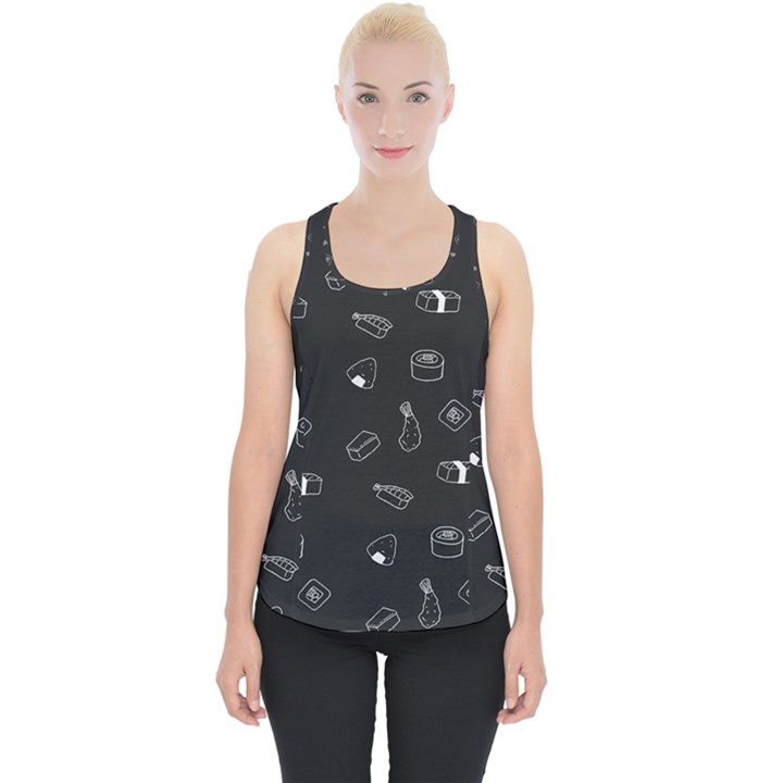 Greyscale Sushi Pattern Piece Up Tank Top