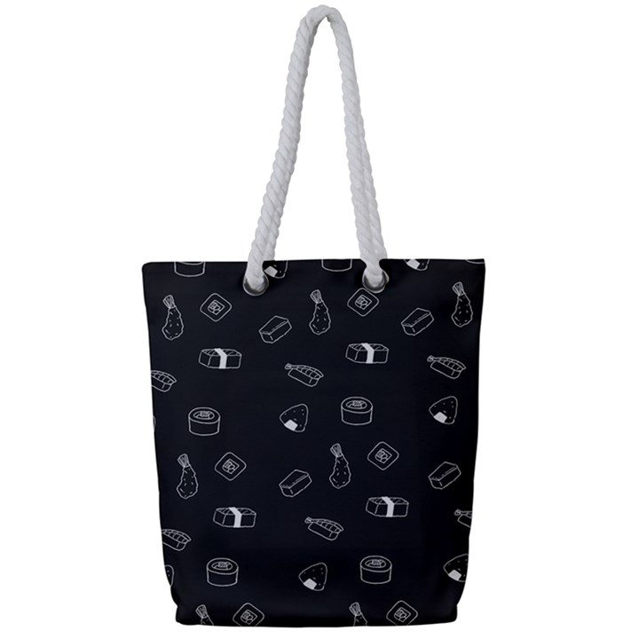 Sushi Pattern - Greyscale Full Print Rope Handle Tote (Small)