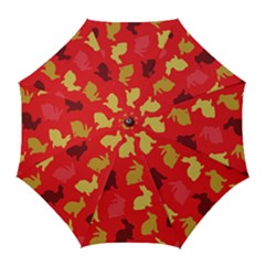 Rabbit, Rabbit - Red Golf Umbrellas by WensdaiAmbrose