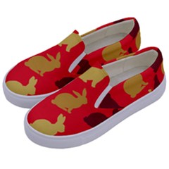 Rabbit, Rabbit - Red Kids  Canvas Slip Ons by WensdaiAmbrose