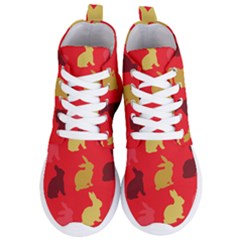 Rabbit, Rabbit - Red Women s Lightweight High Top Sneakers by WensdaiAmbrose