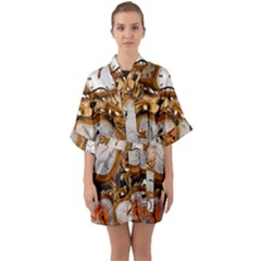 Time Clock Watches Quarter Sleeve Kimono Robe