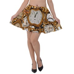 Time Clock Watches Velvet Skater Skirt