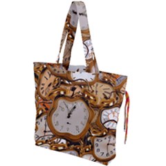 Time Clock Watches Drawstring Tote Bag