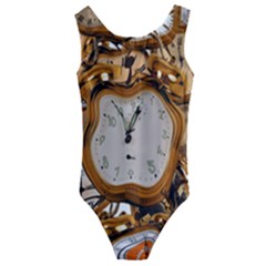 Time Clock Watches Kids  Cut-out Back One Piece Swimsuit