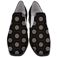 Geometric Pattern - Black Slip On Heel Loafers